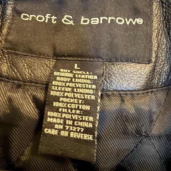 Croft & Barrow Black Leather Bomber Jacket - Picture 4 of 5